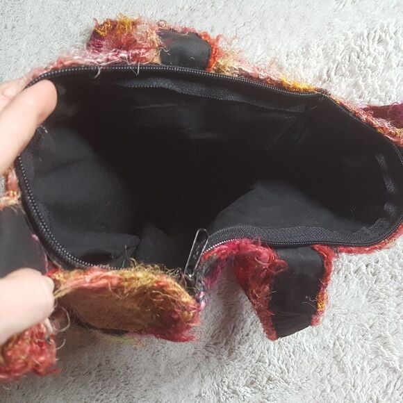 Crochet boho granny square & burlap tote bag - Picture 5 of 6